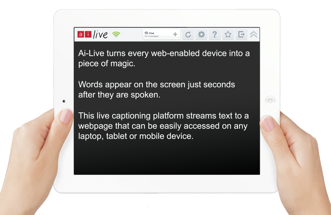 iPad Caption Viewer Hands (Transparent Background) Ai-Live Schools Page